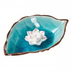 Porcelain Lotus Leaf Dish Incense Holder Hand Carved (11cm)